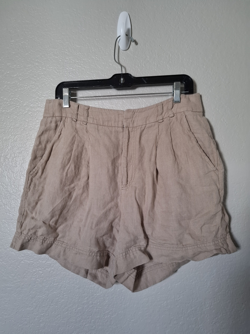Free People Light Beige Linen-Blend Bermuda Shorts NWOT